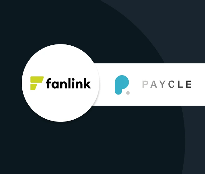 FanlinkとPAYCLEのロゴが並ぶパートナーシップのビジュアルイメージ