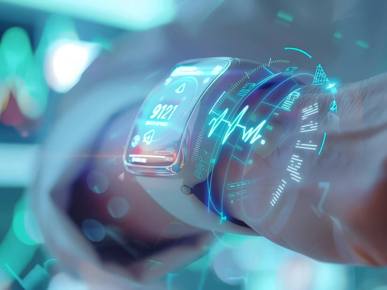 スマートウォッチで健康状態をリアルタイムにモニタリングする様子